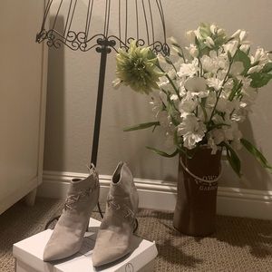 SOLD***Calvin Klein crisscross detail Suede bootie